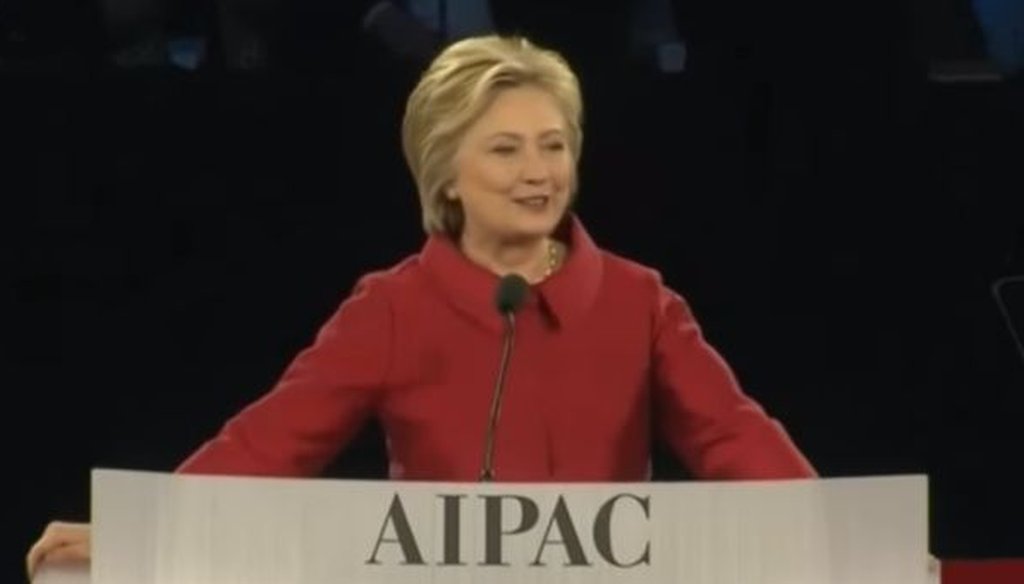Hillary Clinton addressed the American Israel Public Affairs Committee on March 21, 2016.
