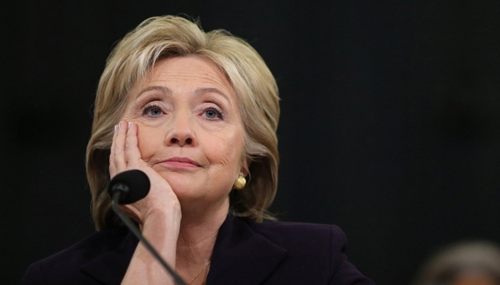 Former Secretary of State Hillary Clinton testifies before the House Select Committee on Benghazi on Oct. 22, 2015. (Chip Somodevilla/Getty Images) 