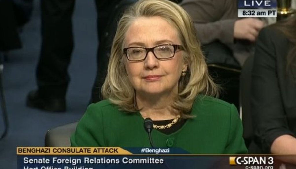 Then-Secretary of State Hillary Clinton testifies before the Senate Foreign Relations Committee in January 2013.