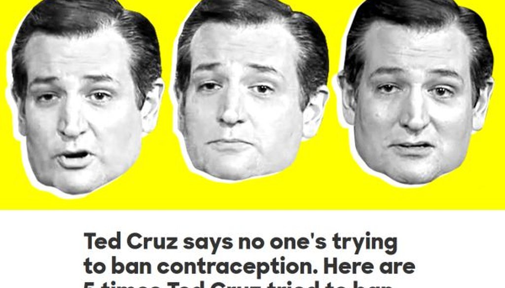 This is the top of a post from Hillary Clinton's campaign website, attacking Ted Cruz over reproductive health policy.