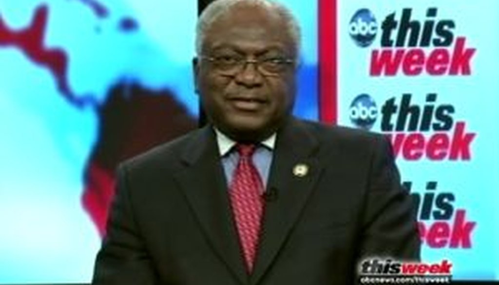 Rep. James Clyburn, the third-ranking Democrat in the House, appeared on ABC's "This Week with Christiane Amanpour" on June 26, 2011. We checked a claim he made about the Democratic position on taxes.