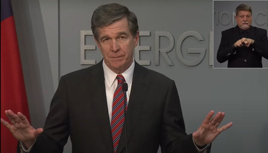 North Carolina Gov. Roy Cooper, a Democrat, speaks to reporters during a press conference in Raleigh on May 12, 2020.