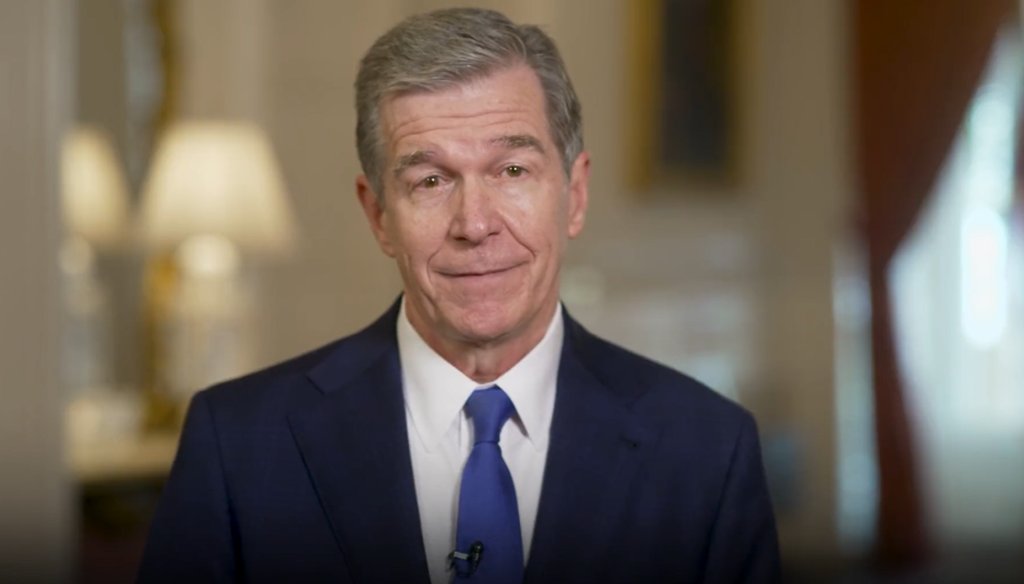 North Carolina Gov. Roy Cooper speaks during a video he released about Senate Bill 747 on Aug. 24, 2023.