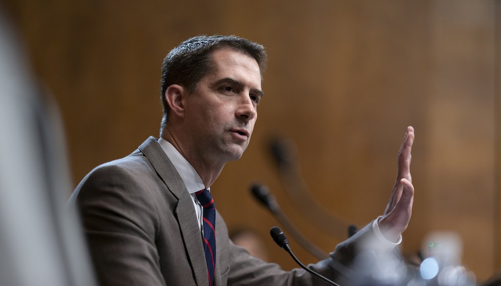 U.S. Sen. Tom Cotton, R-Ark., speaks during a confirmation hearing at the Capitol in Washington, D.C., on May 25, 2022.