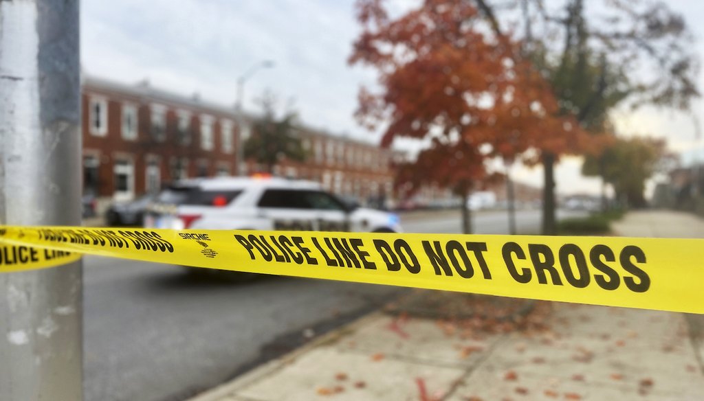 Crime scene tape sections off the scene of a shooting, Tuesday, Nov. 7, 2023, in southwest Baltimore. (AP)