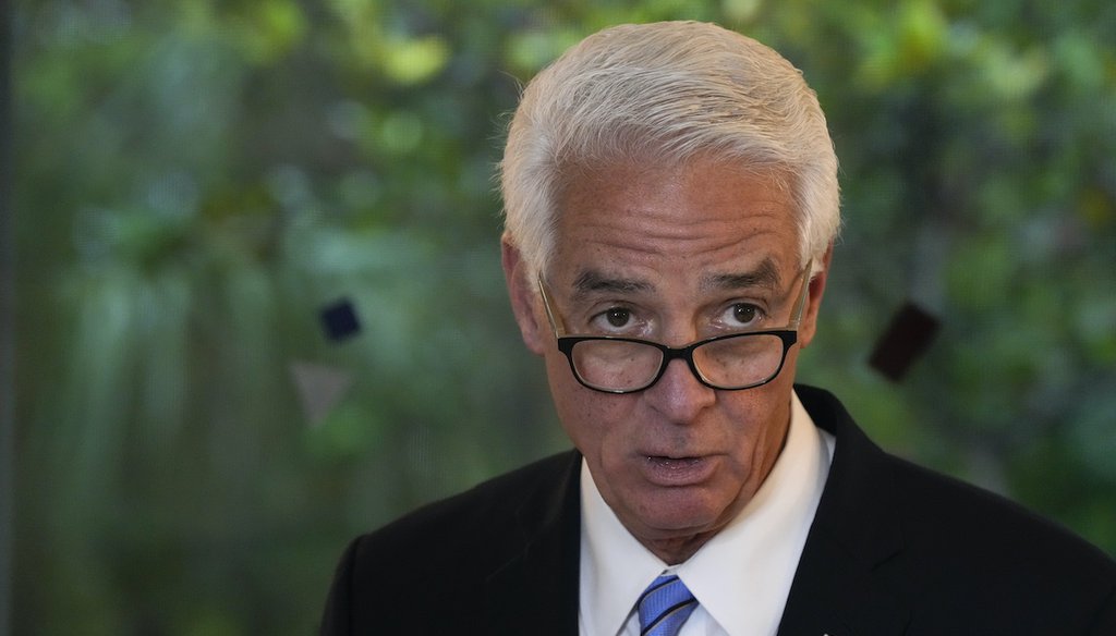 U.S. Rep. Charlie Crist announces a solar plower initiative for the state on Feb. 9, 2022 in South Miami. (AP)