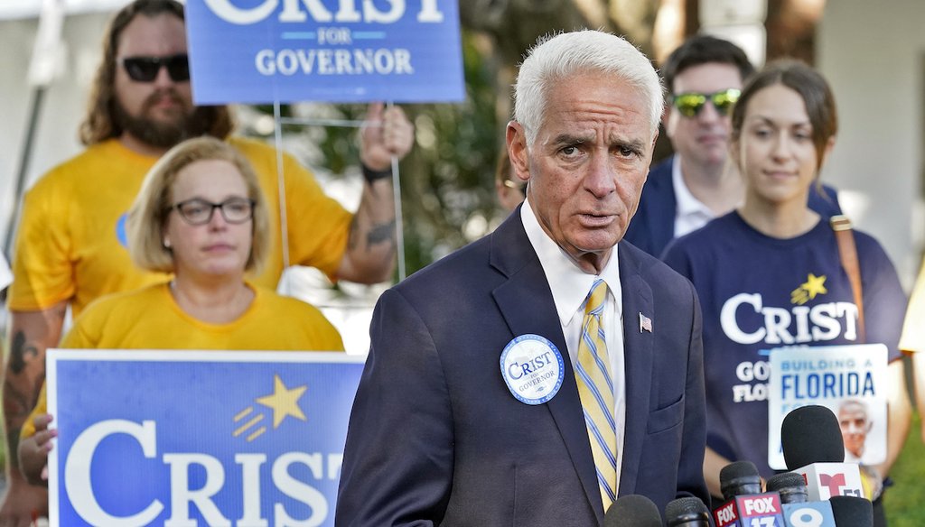 U.S. Rep Charlie Crist, D-Fla., during a press briefing before voting Aug. 23, 2022, in St. Petersburg. (AP)