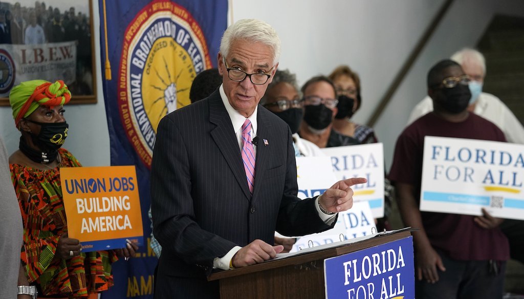 U.S. Rep. Charlie Crist, D-Fla., meets with AFL-CIO members and affiliates Tuesday, Nov. 23, 2021, in Miami. (AP)