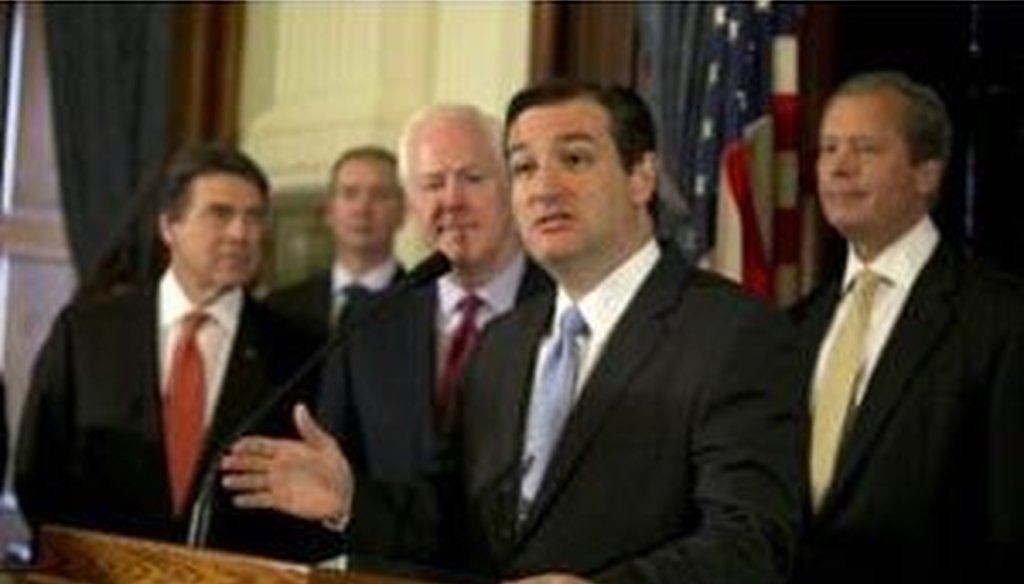 Sen. Ted Cruz, R-Texas, speaks in Austin on April 1, where he argued against expanding Medicaid. (Deborah Cannon, American-Statesman)