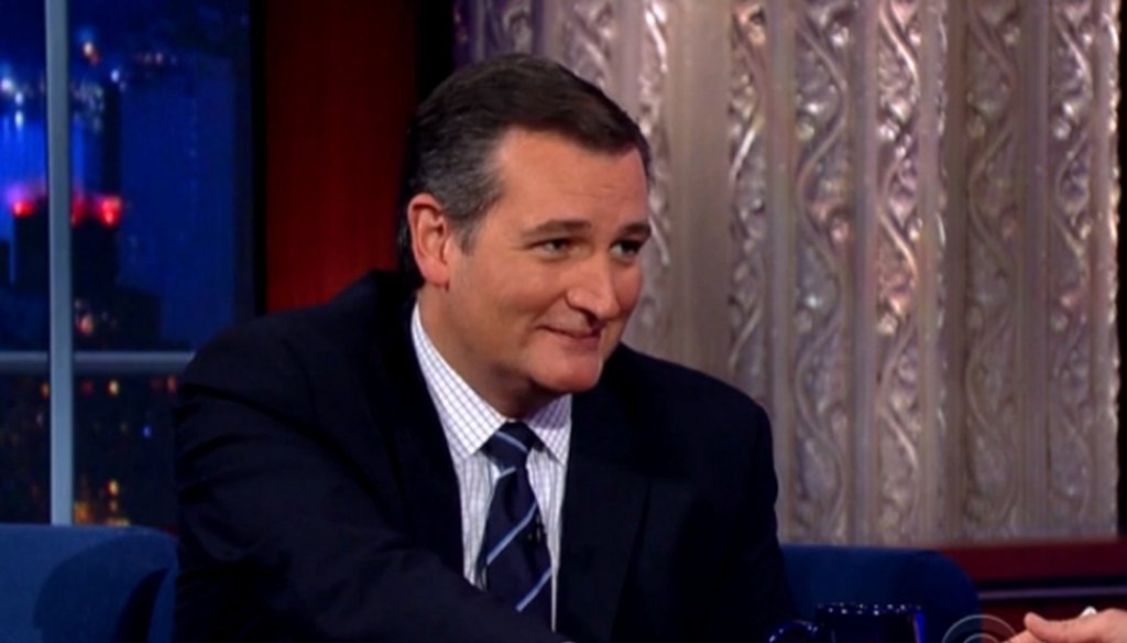 Republican presidential candidate Ted Cruz sat down with CBS late-night host Stephen Colbert on Sept. 21, 2015.