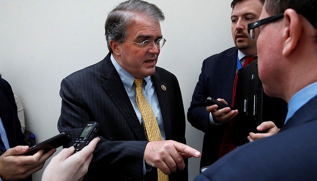 The advocacy arm of the Environmental Defense Fund says Rep. John Culberson, shown here speaking with reporters, used campaign funds to buy fossils and collectibles. (AP Photo/Jacquelyn Martin)