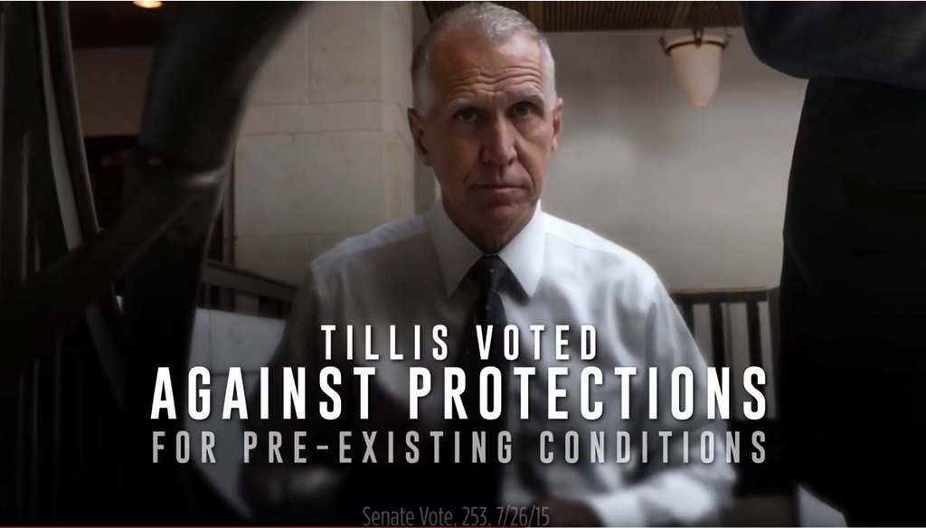 Screengrab from Cal Cunningham ad against Sen. Thom Tillis