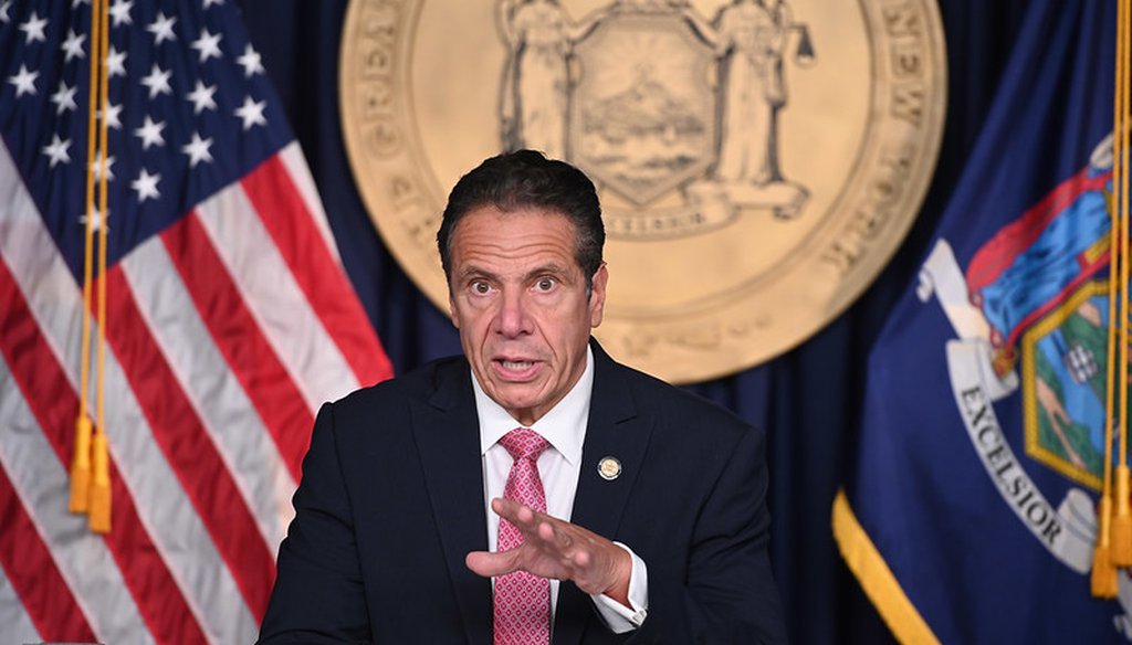 Gov. Andrew Cuomo holds a briefing in New York City on Sept. 29, 2020. (Courtesy Gov. Andrew Cuomo's press office.)