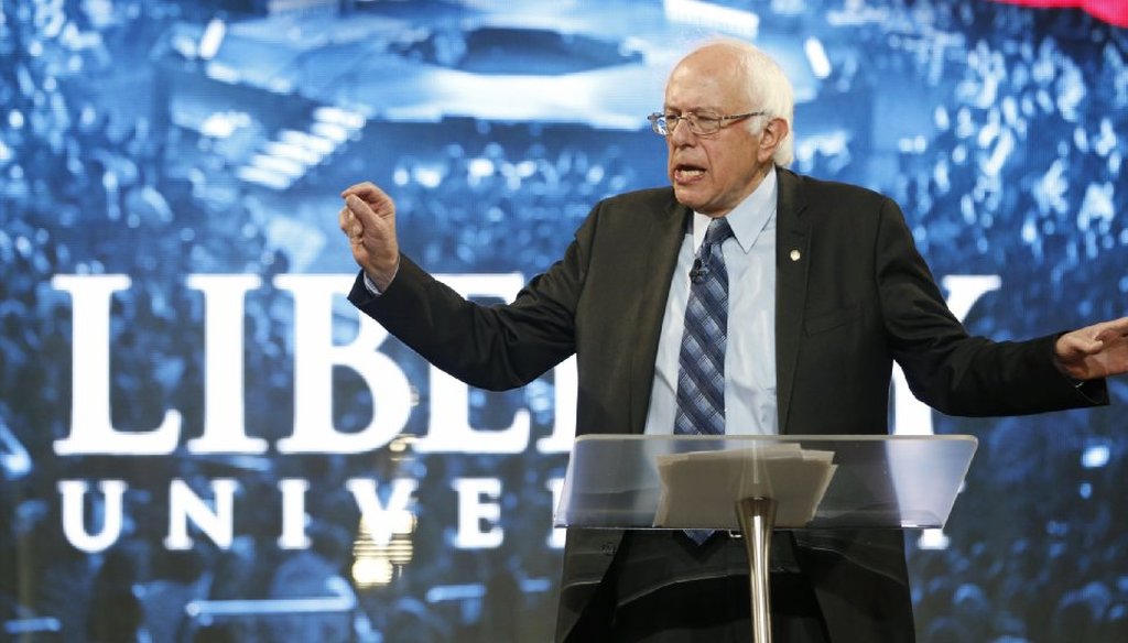Sen. Bernie Sanders portrayed income inequality as a moral issue during his Sept. 14 appearance at Liberty University. (AP photo)