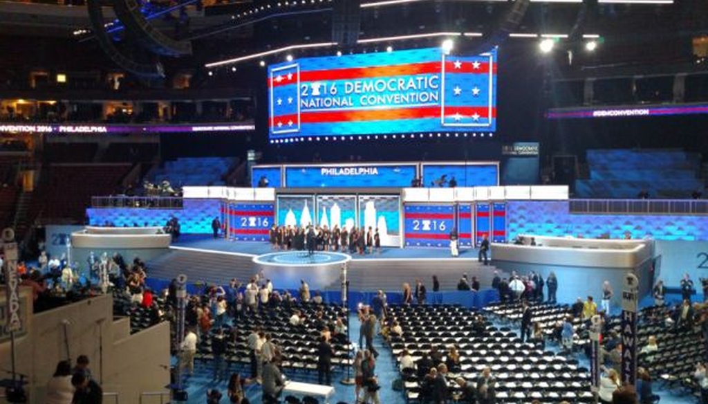 Overview of the floor at the Democratic National Convention in Philadelphia. (Louis Jacobson)