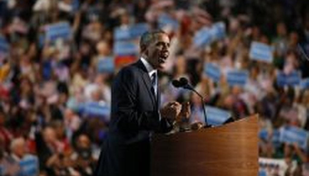 President Barack Obama speaks Thursday night at the Democratic National Convention in Charlotte, N.C.
