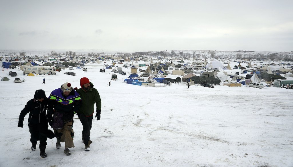 The Oceti Sakowin camp where people gathered to protest the Dakota Access pipeline is seen near Cannon Ball, N.D. on Nov. 29, 2016. (AP)