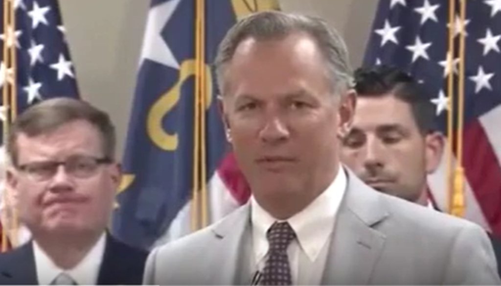 Lt. Gov. Dan Forest speaks at a press conference in Raleigh, NC on Nov. 25, 2019. (screengrab from YouTube)