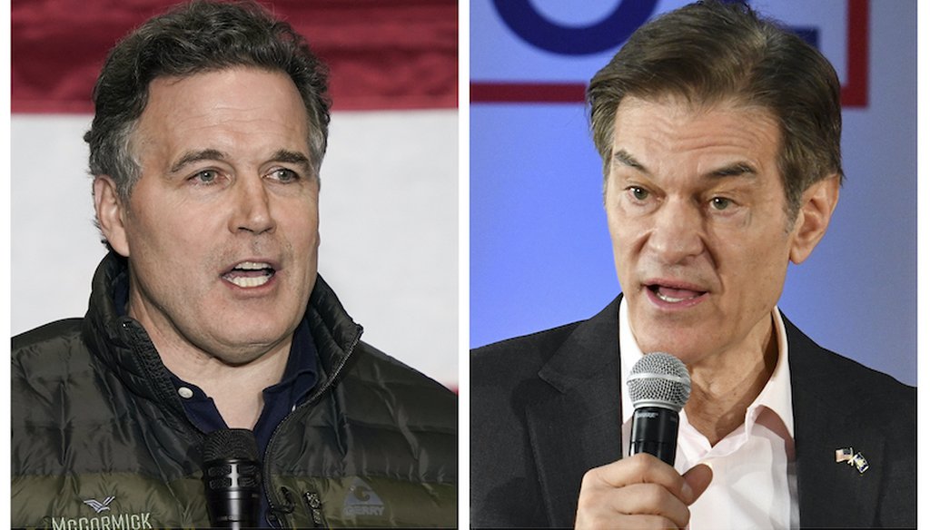 Dave McCormick (left) and Mehmet Oz are two of the Republicans running in 2022 for an open U.S. Senate seat in Pennsylvania. (AP)