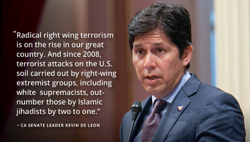 California State Senate Leader Kevin de León made some bold claims about the rise of radical right wing terrorism following a deadly white supremacist attack in Charlottesville. / AP file photo