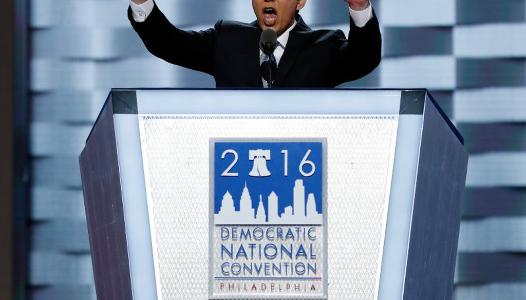 State Sen. Kevin de León, D- Calif., speaks during the first day of the Democratic National Convention in Philadelphia, Monday, July 25, 2016. AP Photo/Carolyn Kaster