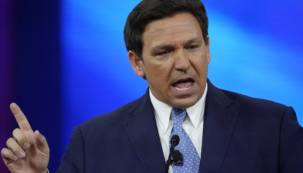 Florida Gov. Ron DeSantis speaks at the Conservative Political Action Conference on Feb. 24, in Orlando. (AP)