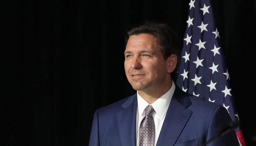 Florida Gov. Ron DeSantis looks on after announcing a proposal for Digital Bill of Rights, Feb. 15, 2023, in West Palm Beach, Fla. (AP)