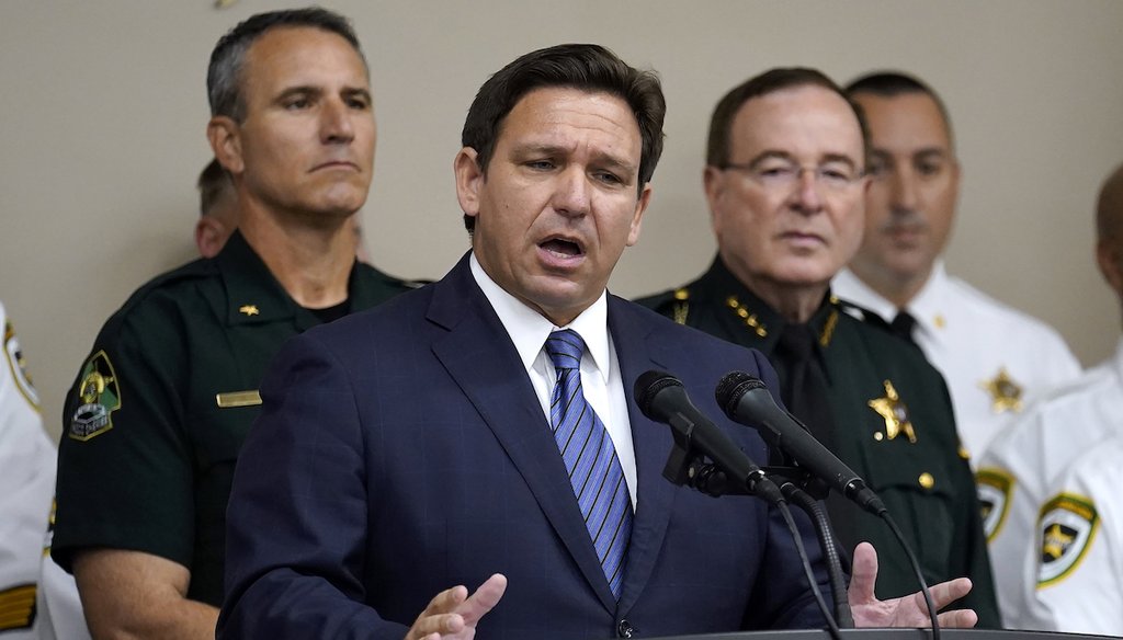 Florida Gov. Ron DeSantis speaks during a news conference on Aug. 4, 2022, in Tampa. (AP)