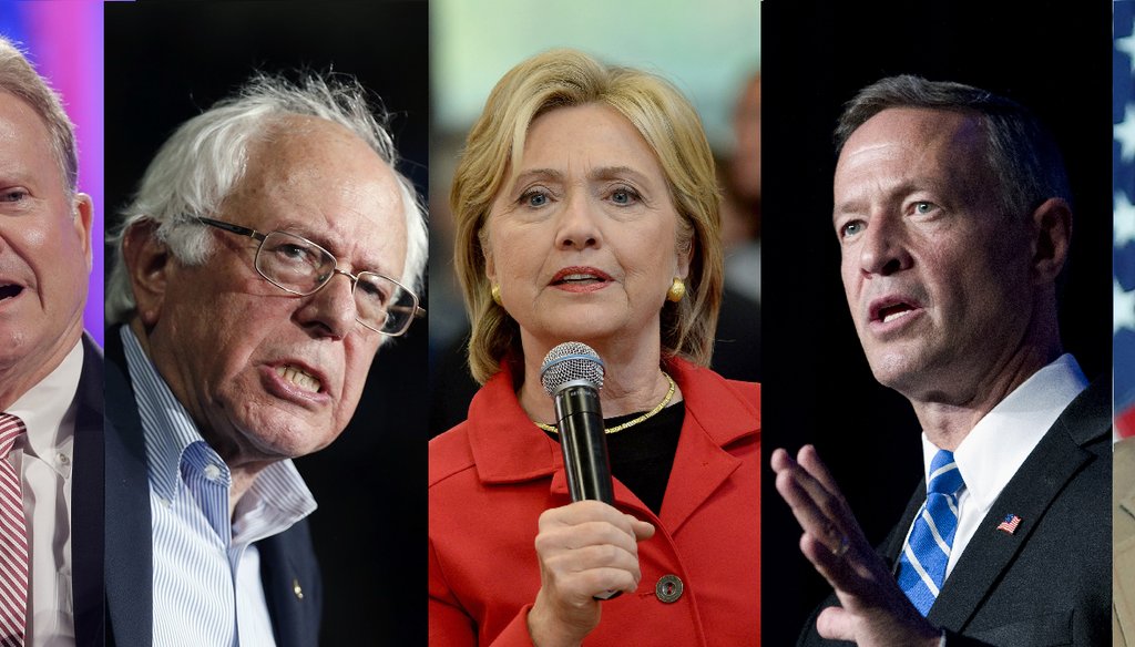 The five Democratic candidates will debate Oct. 13, 2015. (AP Photos)