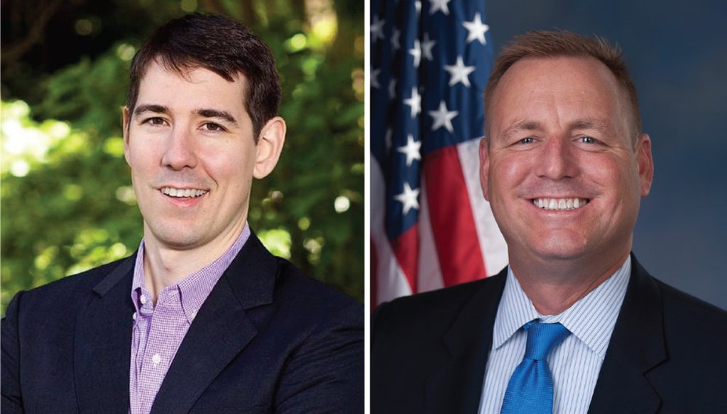 Democrat Josh Harder (left) is running for California's 10th Congressional District against incumbent Republican Rep. Jeff Denham in one of the state's most competitive campaigns.