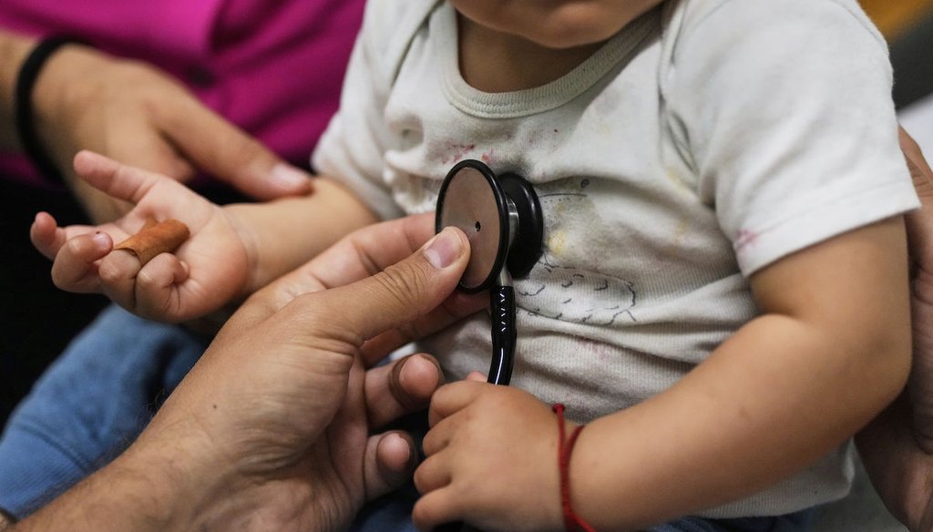 Pediatrician Irving Phillips examines a 16-month-old boy at a clinic on June 26, 2025, in Davis, Calif. (AP)