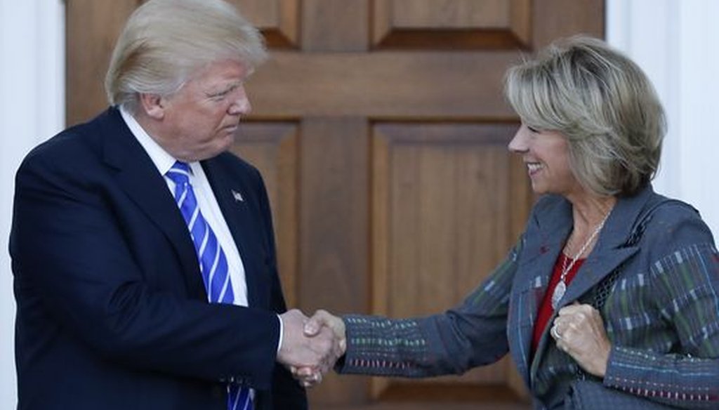 President-elect Donald Trump chose Betsy DeVos to be his education secretary. Her net worth has been reported as being as high as $5 billion, but also as low as $130 million. (Associated Press)