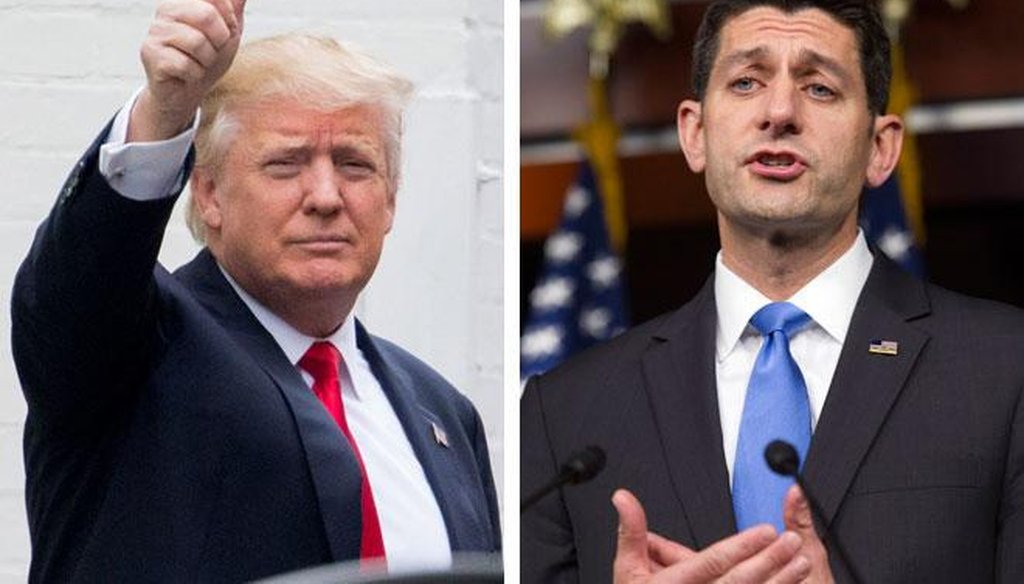 Is Republican presidential nominee Donald Trump (left), who has had his differences with GOP House Speaker Paul Ryan, still endorsed by Ryan?