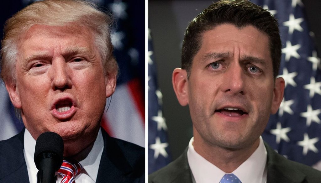 President Donald Trump (left) has expressed support for the Republican replacement plan for Obamacare being championed by House Speaker Paul Ryan. 