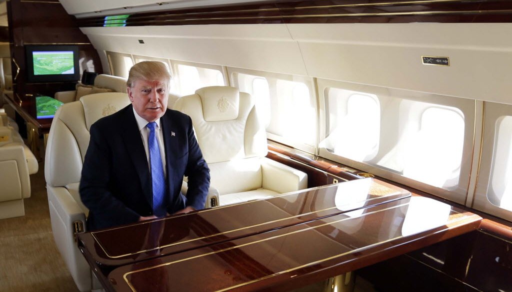 Republican presidential front runner Donald Trump rests inside his plane before addressing a campaign rally on March 29, 2016 in Janesville, Wis. (Rick Wood photo)