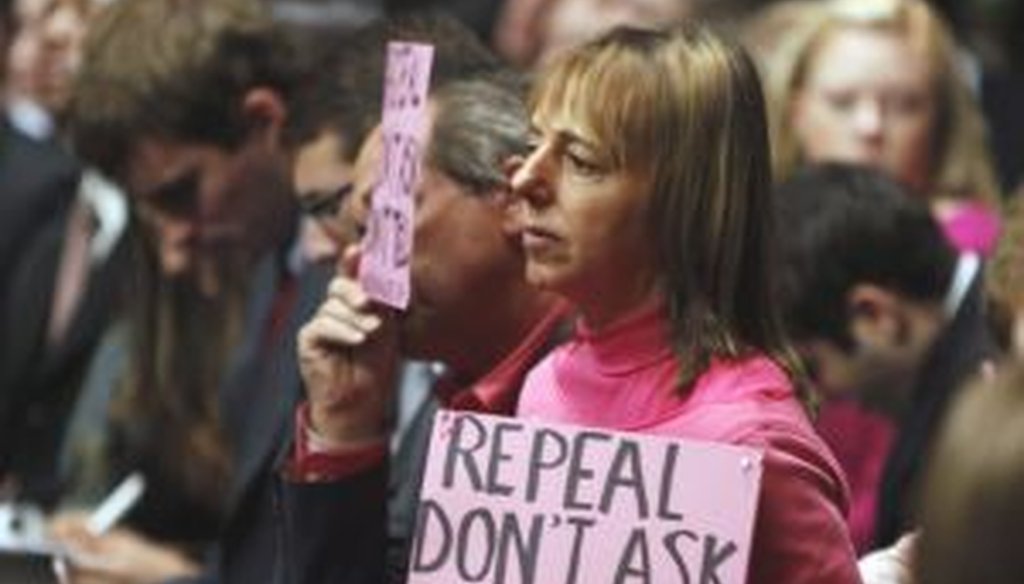 At a hearing Tuesday, opponents of the military's policy made their views clear.