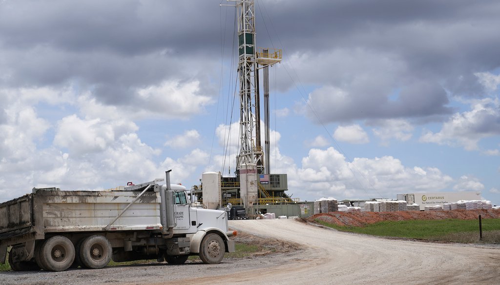 A drilling rig operated by Camino Natural Resources, LLC, in Calumet, Oklahoma. (AP)