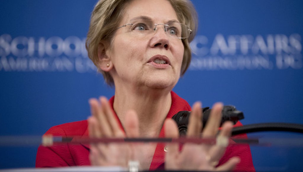 Sen. Elizabeth Warren, D-Mass., speaks at the American University Washington College of Law in Washington, Thursday, Nov. 29, 2018. (AP)
