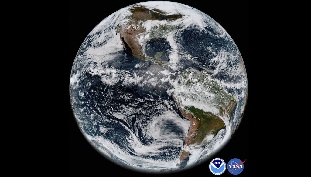 A satellite image shows the Earth's western hemisphere on May 20, 2018. (AP)