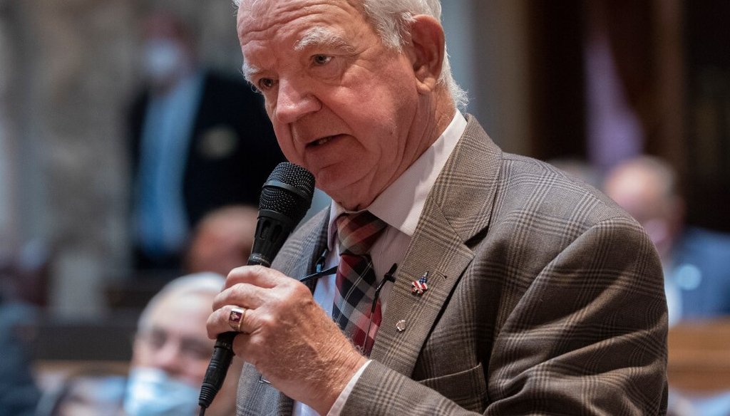 State Rep. James Edming, R-Glen Flora, is shown during debate on Assembly Bill 24 Tuesday, March 23, 2021 at the Capitol in Madison (Mark Hoffman/Milwaukee Journal Sentinel)