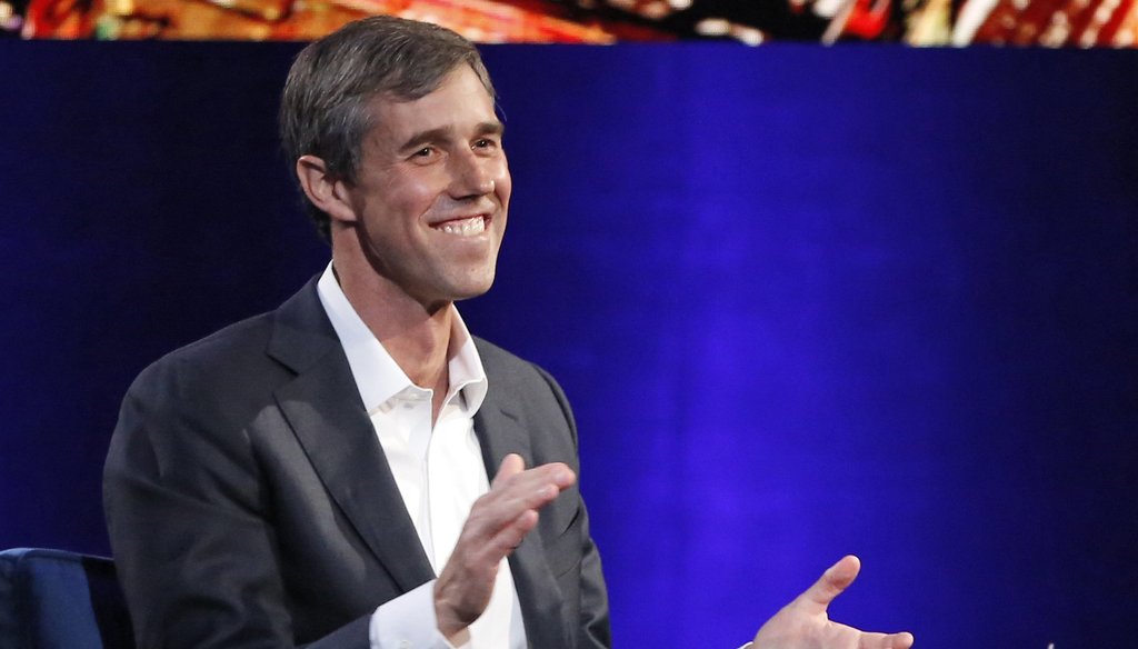 Presidential candidate Beto O'Rourke during an interview with Oprah Winfrey. (Kathy Willens/Associated Press)