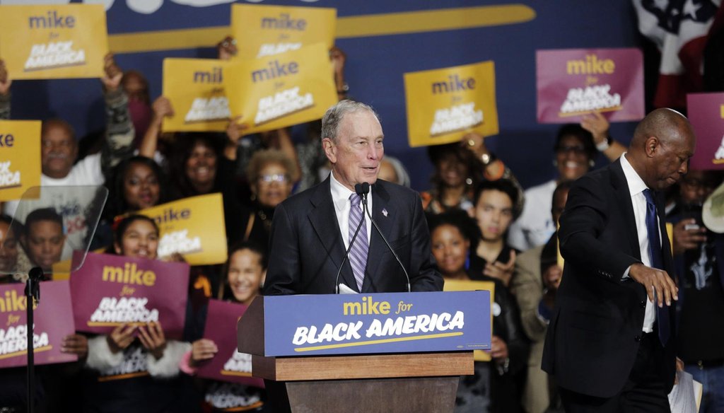 Democratic presidential candidate Michael Bloomberg speaks at a rally in Houston.