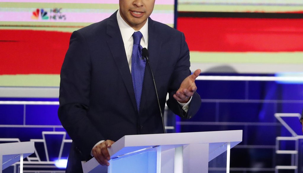 Democratic presidential candidate Julian Castro speaks during the Democratic primary debate hosted by NBC News in June in Miami.  (AP)
