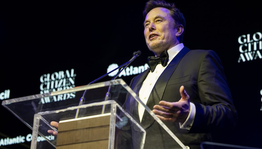 Elon Musk, CEO of Tesla, speaks during the Global Citizen Awards dinner, Sept. 23, 2024, in New York. (AP)