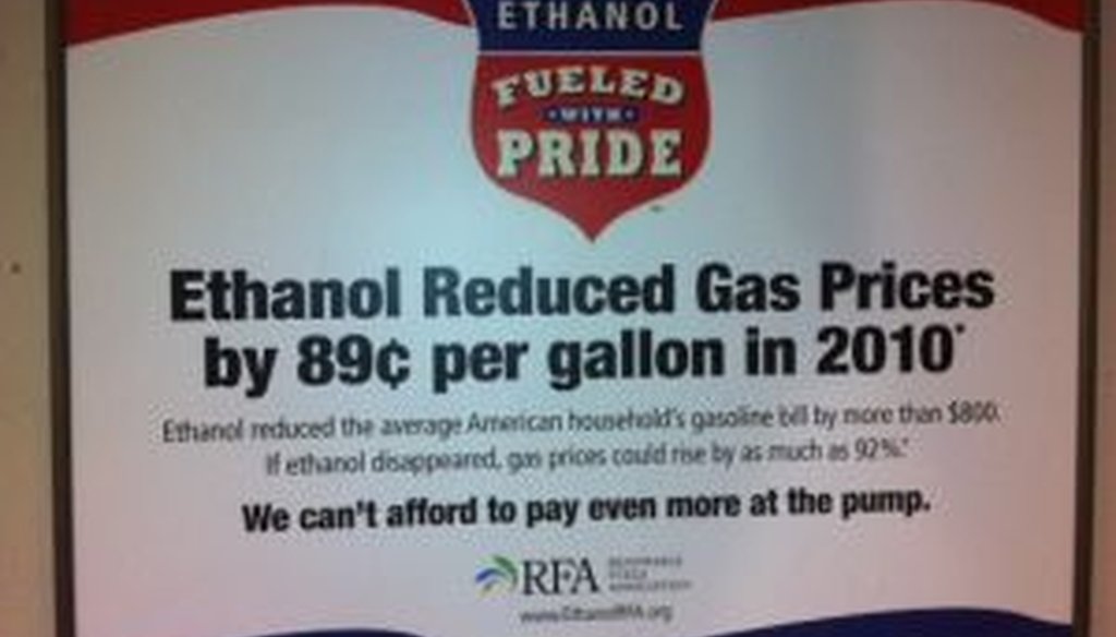 The Renewable Fuels Association has placed this advertisement in Washington, D.C., Metro stations.
