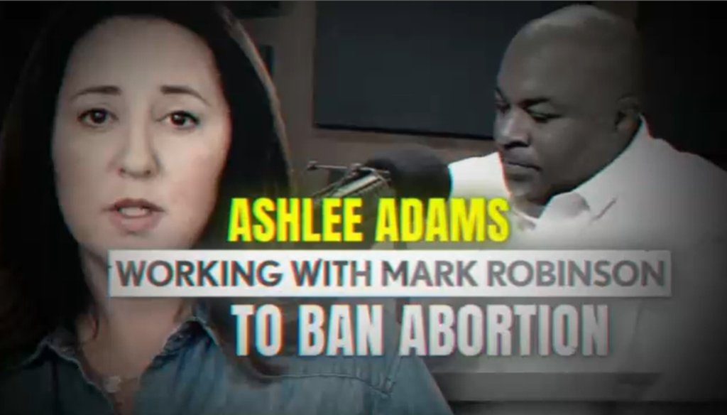 Screengrab of North Carolina Democrat Terence Everitt ad attacking his Republican opponent, Ashlee Adams.