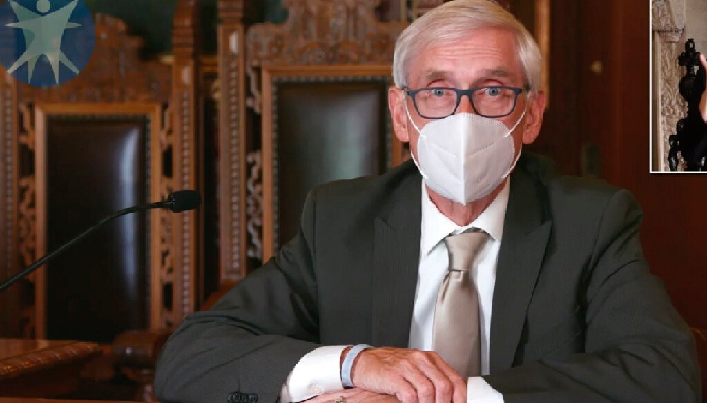 This image taken from video shows Wis. Gov. Tony Evers announcing a statewide mask mandate amid a spike in coronavirus cases on July 30, 2020.