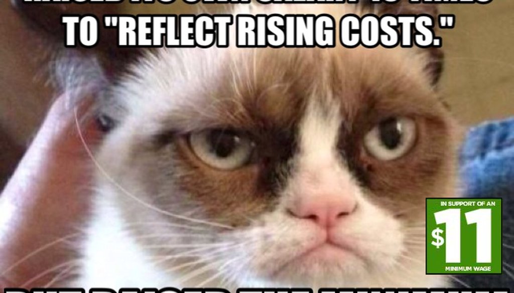 Posting by "Raise the Minimum Wage" Facebook group