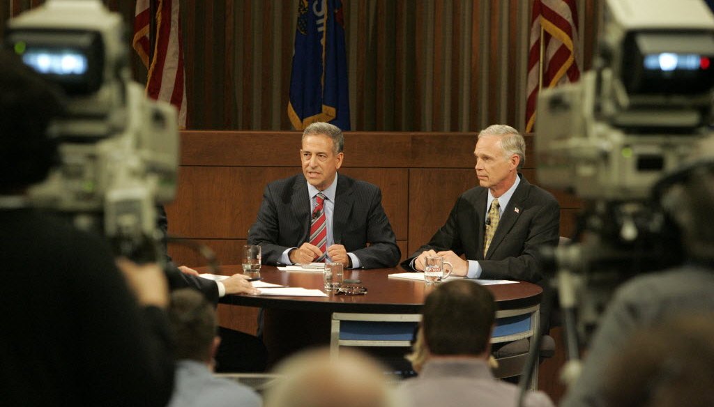 Democrat Russ Feingold (left) has announced a 2016 U.S. Senate run against the man who ousted him in 2010, U.S. Sen. Ron Johnson (right). They are shown in this Milwaukee Journal Sentinel file photo at a 2010 debate.