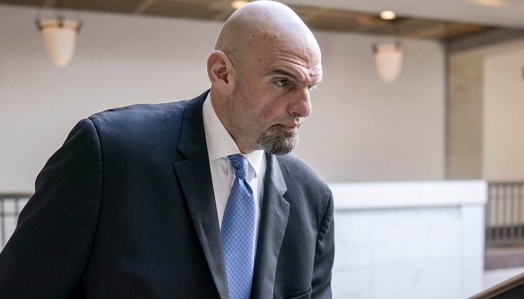 Sen. John Fetterman, D-Pa., leaves a briefing at the Capitol in Washington, Feb. 14, 2023. Despite claims, he has not made any resignation announcement. (AP)